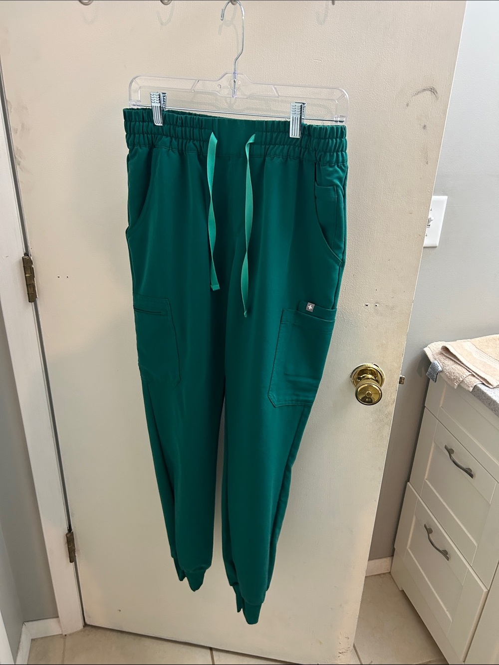 Figs Teal Drawstring Cargo Joggers